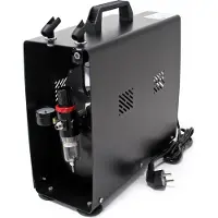 Wiltec Airbrush Kompressor AS196A mit Lufttank 2 Zylinder Kolben 6 bar 2 Stufenschalter