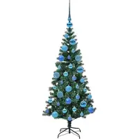 vidaXL Künstlicher vorbeleuchteter Weihnachtsbaum Grün 120 cm