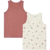 Minymo Unterhemd - 2er-Pack - Viskose - Peach Peitsche m. Blumen - - 9 Jahre (134) - Unterhemden