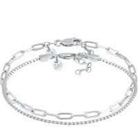 Elli Armketten Set PREMIUM "Armband Glieder Grob Rund Oval Basic (2 tlg.) 925 Silber" Gr. 160, silber, Armbänder, Damen, Silber 925 (Sterlingsilber), Armketten Set