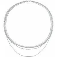 Elli Halsketten - Halskette Layer 3-reihig Flach Rund Kugelkette 925 - Gr. unisize - in Silber - für Damen