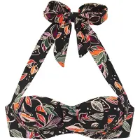 Buffalo Bügel-Bandeau-Bikini-Top "Whoopi", Damen, Gr. 42, Cup C, bunt (schwarz bedruckt), Recycling-Polyamid, bedruckt, Bikini-Oberteile Bügel-Bandeau-Bikini-Top, mit modernem Blätterdruck