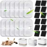 OEM Katzenwasserfilter 40-teilig, Trinkfontein Filter, 20 Filter und 20 Schwämme