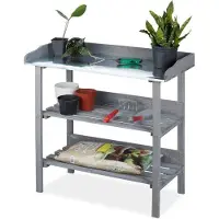 Markenlos Holz Hochbeet 3 Etagen 86x92x42cm Grau