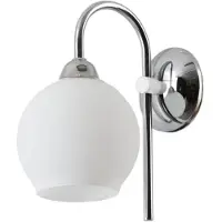 Jupiter Wandleuchte AXEL 1400 Modern 1-flammig E27 Chrom Weiß Glas Wandlampe für Wohnzimmer Schlafzimmer Flur