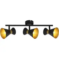 REALITY IMPORT Deckenleuchte Breda, schwarz-gold, 3xE14, 40W, Metall, Abmessungen: 16x50x10 cm, IP20, Marke: Reality