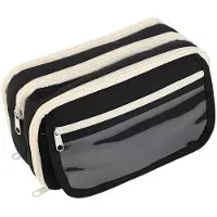 OEM Schwarzes Etui, 22x8x12cm, robust, mehrfach unterteilt, für Schule und Büro