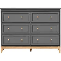 AX Living Kommode Nymphen Dunkelgrau 6 Schubladen MDF Eiche Beine
