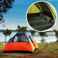 Markenlos Luftmatratze Camping Schlafmatte - Wasserabweisend, Antirutsch, Wiederverwendbar - Olivgrün mit Kissen