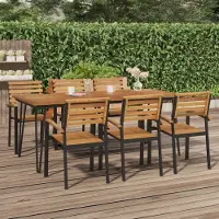 The Living Store Gartentisch Haarnadel-Tischbeine 200x90x75 cm Akazie Massivholz