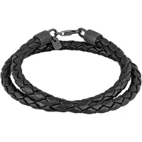 KUZZOI Lederarmband "Armband Echtleder Geflochten Wickeldesign 925 Silber" Gr. 19, schwarz, Halsketten, Herren, Silber 925 (Sterlingsilber), Lederarmband
