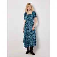 Apricot Midikleid Damen Viskose blau gemustert, 40 840696-0001-00400