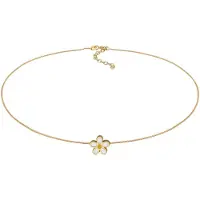 Elli Choker "Halskette Choker Blume 925 Sterling Silber vergoldet" Gr. 38, gold, Halsketten, Damen, Silber 925 (Sterlingsilber), Choker