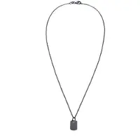KUZZOI Kette mit Anhänger "Halskette Herren Dog Tag Military Platte Brushed 925 Silber" Gr. 50, schwarz, Halsketten, Herren, 50, ohne Stein, Silber 925 (Sterlingsilber), Kette mit Anhänger