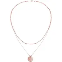 Elli Silberkette "Halskette Layer Münze Figaro Boho 925 Silber" Gr. 40, rosa (rosegold), Halsketten, Damen, 40, Silber 925 (Sterlingsilber), Silberkette