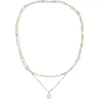 Elli Silberkette "Halskette Layer Glas Beads Pastell Plättchen Anhänger 925 Sterling Silber" Gr. 42, silber, Halsketten, Damen, Silber 925 (Sterlingsilber), Silberkette
