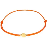 Elli Armkette "Armband Nylonband Plättchen Anhänger 925 Sterling Silber vergoldet" Gr. 160, orange, Armbänder, Damen, Silber 925 (Sterlingsilber), Armkette