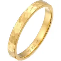 Elli Silberring "Ring Bandring Gehämmert 925 Sterling Silber" Gr. 46, gold, Fingerringe, Damen, 46, Silber 925 (Sterlingsilber), Silberring