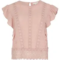 Apricot Blusentop "Besticktes Baumwolltop", Damen, Gr. XL (42), pink, gewebt, Obermaterial: 100% Baumwolle CO., uni, Rüschen, Blusen Blusentop, mit Rüschen