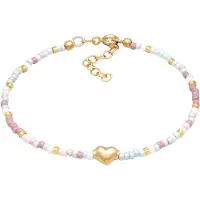 Elli Armkette "Armband Herz Glas Beads Sommer Style 925 Silber" Gr. 160, gold, Armbänder, Damen, Silber 925 (Sterlingsilber), Armkette