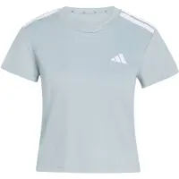 Adidas T-Shirt PERFORMANCE "HYPERGLAM 3-STREIFEN", Damen, Gr. L, grau (wonder sage), Obermaterial: 88% Polyester, 12% Elasthan, Rundhals, Shirts T-Shirt