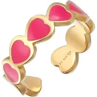 Elli Silberring "Ring Herz Ring Offen 925 Silber vergoldet" Gr. 54, gold, Fingerringe, Damen, 54, Silber 925 (Sterlingsilber), Silberring