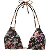 Buffalo Triangel-Bikini-Top "Whoopi", Damen, Gr. 42, Cup A/B, bunt (schwarz bedruckt), Recycling-Polyamid, bedruckt, Bikini-Oberteile Triangel-Bikini-Top, mit modernem Blätterdruck