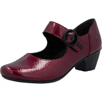 Rieker Spangenpumps , Damen, Gr. 41, Textil, rot (dunkelrot), Lacklederimitat, glänzend, Schuhe Spangenpumps, Riemchenpumps, Festtagsschuh, Trichterabsatz, mit weicher Innensohle