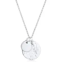 Elli Kette mit Anhänger "Halskette Plättchen Münzen Organic Look 925 Silber" Gr. 50, silber, Halsketten, Damen, 50, ohne Stein, Silber 925 (Sterlingsilber), Kette mit Anhänger