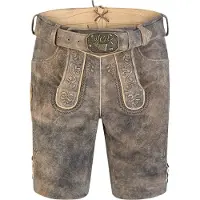 Spieth & Wensky Lederhose "Heribert", Herren, Gr. 50, N-Gr, braun (braun schwarz), Obermaterial: 100% Lammleder LEL., uni, festlich, regular fit, Hosen Lederhose, 45 cm, Knöpfe am Beinabschluss