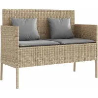 vidaXL Gartenbank mit Kissen Beige Poly Rattan