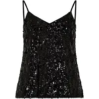 Apricot Shirttop "Partytop" Gr. 40, schwarz, Tops, Damen, L (40), gewebt, Obermaterial: 95% Polyester PES. 5% Elasthan EL., uni, Shirttop, mit Pailletten