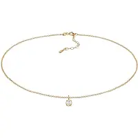 Elli Choker "Halskette Choker Zirkonia Solitär Basic 925 Sterling Silber" Gr. 36, gold, Halsketten, Damen, mit Steinen, Silber 925 (Sterlingsilber), Choker