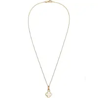 Elli Kette mit Anhänger "Halskette Kleeblatt Emaille Anhänger 925 Sterling Silber vergoldet" Gr. 45, weiß, Halsketten, Damen, Silber 925 (Sterlingsilber), Kette mit Anhänger