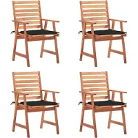 Syfax Garten-Essstühle 4 Stk. mit Kissen Massivholz Akazie