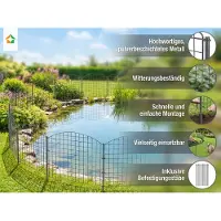 Prestige Home Living Outdoor Teichzaun Oberbogen Set - 5 Elemente inkl. Hammer & Handschuhe - Anthrazit