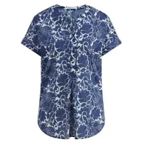 Peter Hahn Bluse Rundhals-Ausschnitt blau