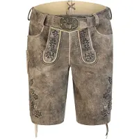 Spieth & Wensky Lederhose "Hornbeck", Herren, Gr. 50, N-Gr, braun (night schwarz), Obermaterial: 100% Lammleder LEL., uni, festlich, regular fit, Hosen Lederhose, detailreiche Stickerei