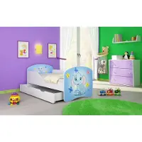 ACMA I Jugendbett Kinderbett Junior-Bett Komplett-Set mit Matratze Lattenrost Weiß 26 Elefant 180x80 + Bettkasten