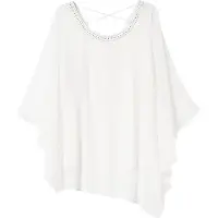 Sheego Longbluse "Tunika Tunika in 2-in-1-Optik", Damen, Gr. 48, sanftes weiß, Chiffon, Jersey, , Elegant, Rundhals, Blusen Longbluse
