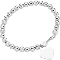 Giorgio Martello Milano Armband "Armband Kugel Armband mit Behang Herz, Silber 925", silber, , Armbänder, Damen, Silber 925 (Sterlingsilber), Armband