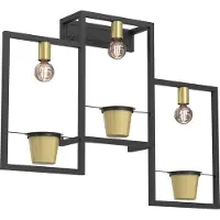 Luminex Wandleuchte Flores, 3-flammig, schwarz/gold, mit Stecker