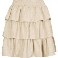 Apricot Minirock "Minirock aus Leinenmischung", Damen, Gr. XS (34), weiß (stein), gewebt, Obermaterial: 83% Viskose CV. 17% Leinen LI., uni, Röcke Minirock, mit Rüschen und Stufen