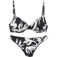 French Connection Bügel-Bikini , Damen, Gr. 38, Cup E, schwarz-weiß (schwarz, creme bedruckt), Recycling-Polyamid, bedruckt, Bikini-Sets Bügel-Bikini, mit modischem Allover-Print
