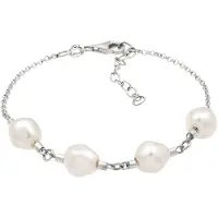 Elli Armkette "Armband Armband mit Swarovski Perlen Weiß 925 Sterling Silber" Gr. 16, silber, Armbänder, Damen, Silber 925 (Sterlingsilber), Armkette