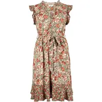 Apricot Minikleid "Geblümtes Minikleid", Damen, Gr. S (36), N-Gr, grün (khaki), gewebt, Obermaterial: 100% Viskose CV., geblümt, normal, V-Ausschnitt, Kleider Minikleid, mit Rüschen