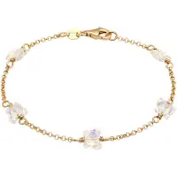 Elli Armkette "Armband Schmetterling Weiß 925 Sterling Silber vergoldet, mit Kristallen von Swarovski" Gr. 16, gold, Armbänder, Damen, Silber 925 (Sterlingsilber), Armkette