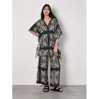Apricot Minikleid "Kimono Scarf Print Dress", Damen, Gr. XL (42), N-Gr, schwarz, Obermaterial: 88% Viskose CV. 12% Nylon NY., gemustert, Kleider Minikleid, mit Bindeband