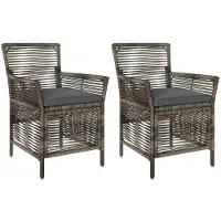 Syfax Gartenstuhl 2 stk. Grau und Dunkelgrau Poly-Rattan