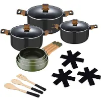 Bergner Küchenset aus Edelstahl, 6-teilig, mit 3 Utensilien und 3 Schutzkörpern